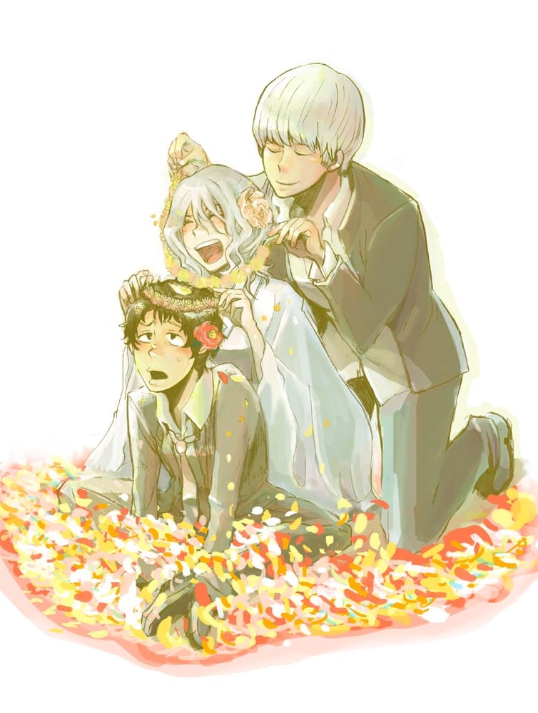 日本的漫画家讽刺人性的贪婪三人行一妻二夫漫画,三个人夹心饼干体位示意图_1