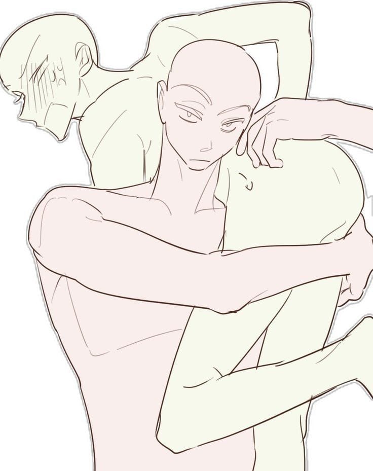 人互动人体结构参考图,两人插画姿势图片大全_6