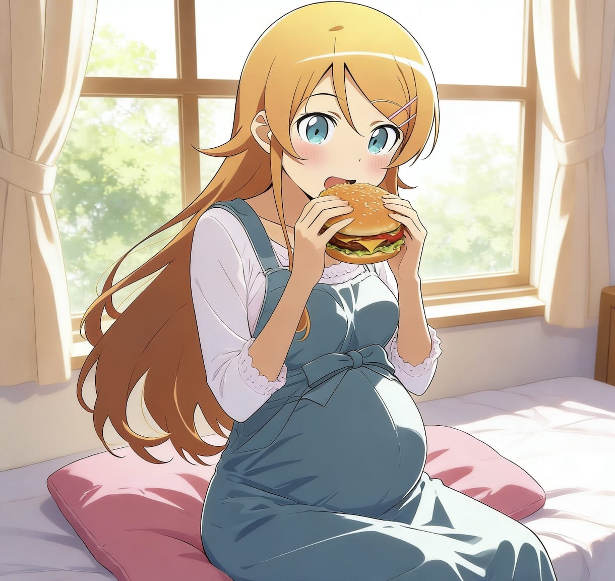 干吃播的二次元美女被强制喂食变大肚子_1