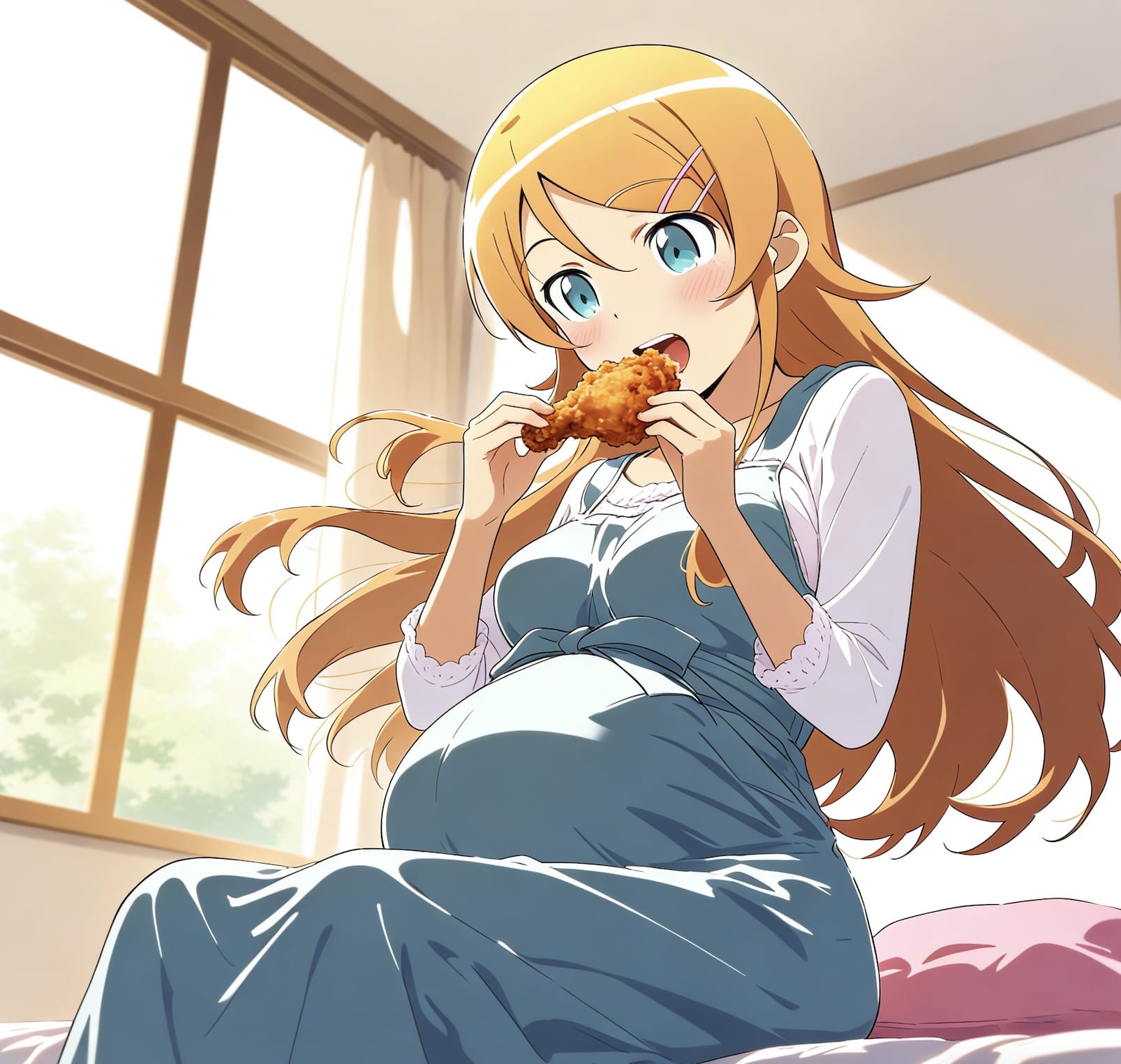 干吃播的二次元美女被强制喂食变大肚子_2