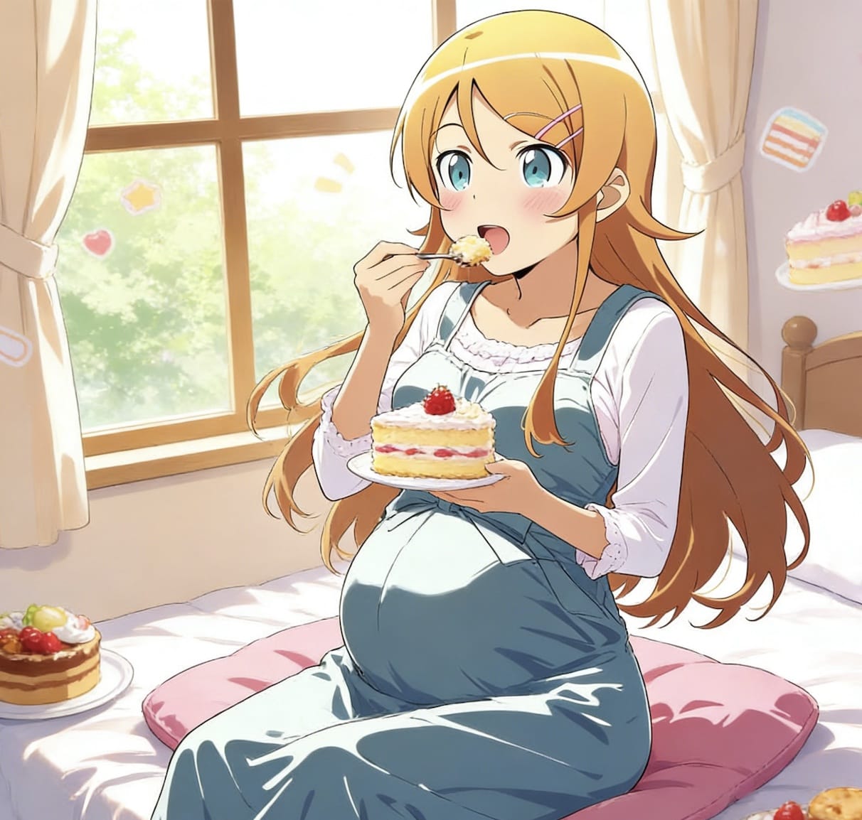 干吃播的二次元美女被强制喂食变大肚子_4