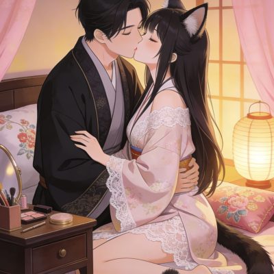 猫娘和他的如意郎君闺房接吻猫娘拔萝卜二次元图片
