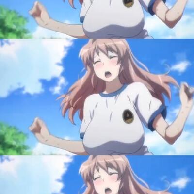 跑步的烦恼动漫妹子操场抖动奔跑,两个球球抖动视频抓球球动漫