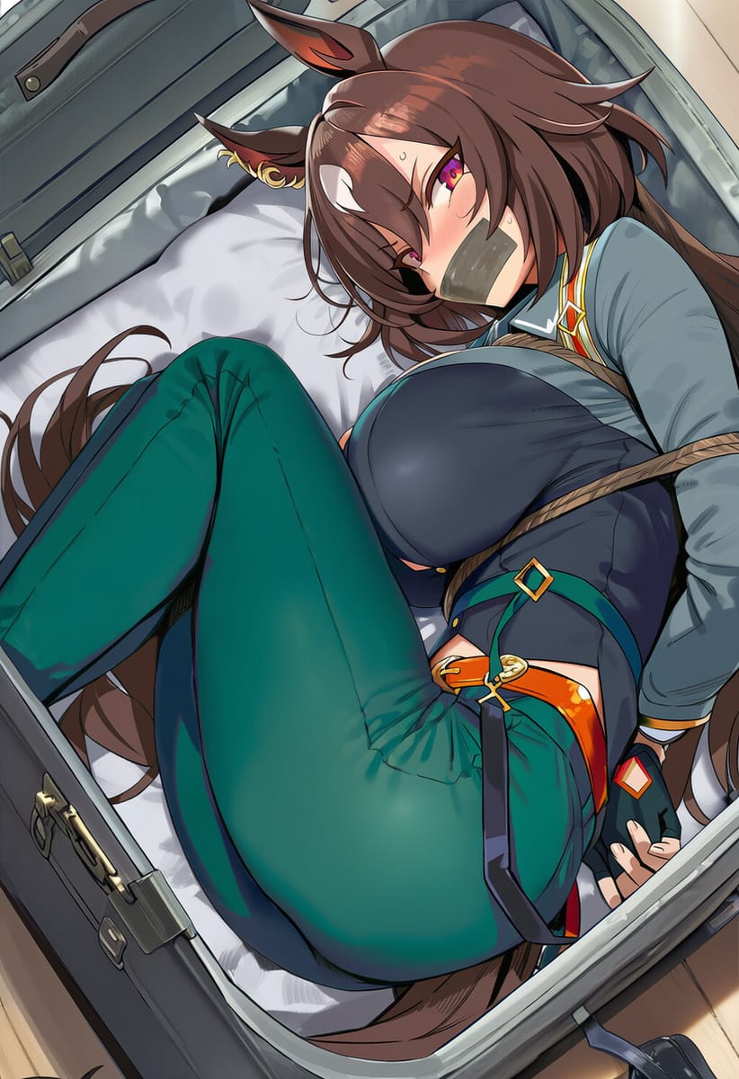 国外画师分享的二次元无束手束脚戴口球眼罩图片大全_3