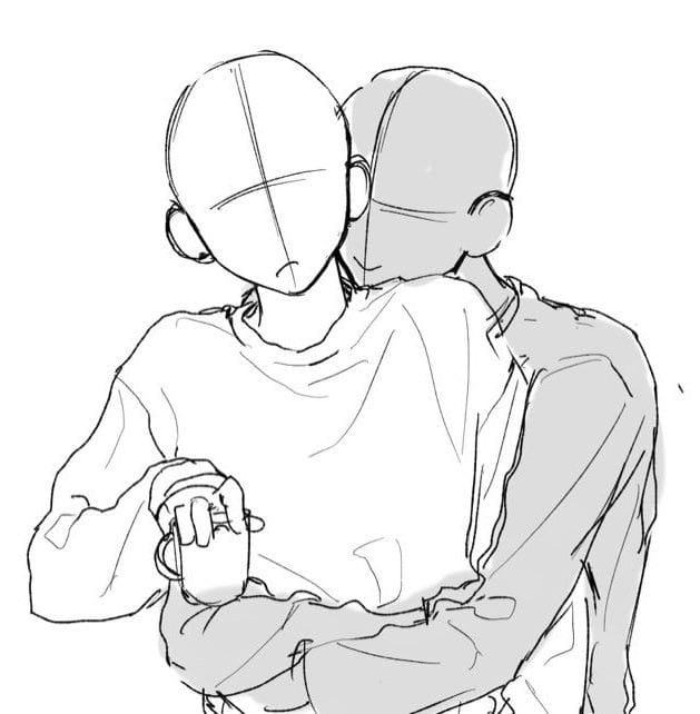 人互动人体结构参考图,两人插画姿势图片大全_4