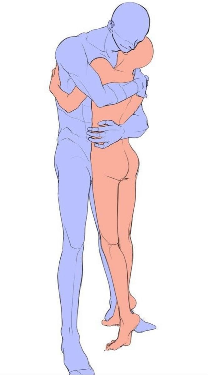 人互动人体结构参考图,两人插画姿势图片大全_5