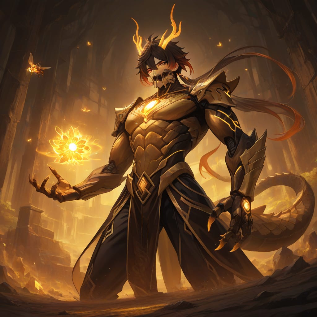 同人二创原神钟离黑化嵌合蚁二次元图片_5