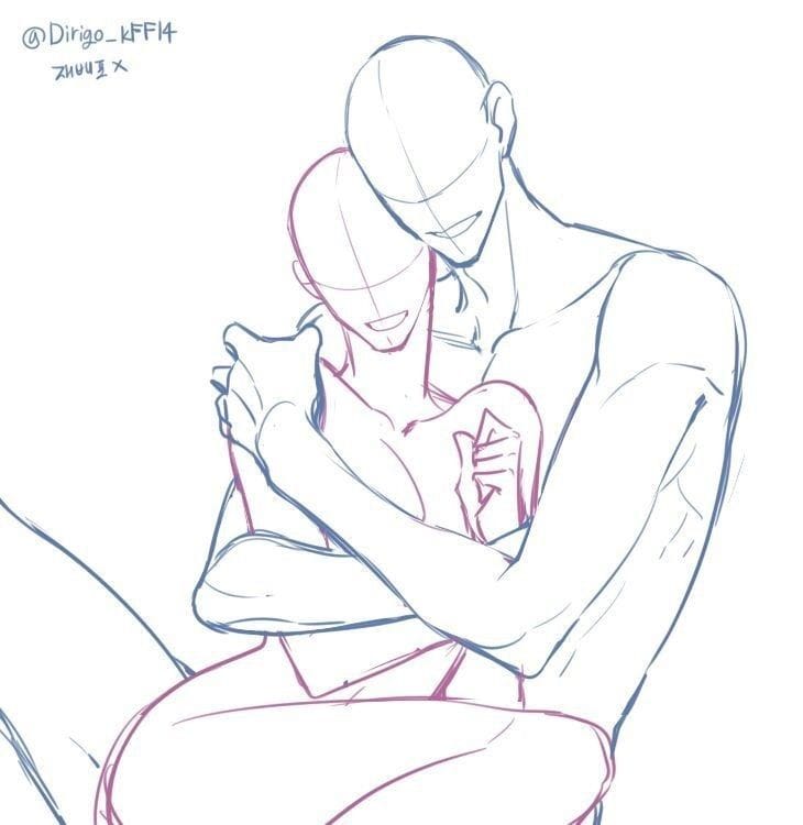 人互动人体结构参考图,两人插画姿势图片大全_7