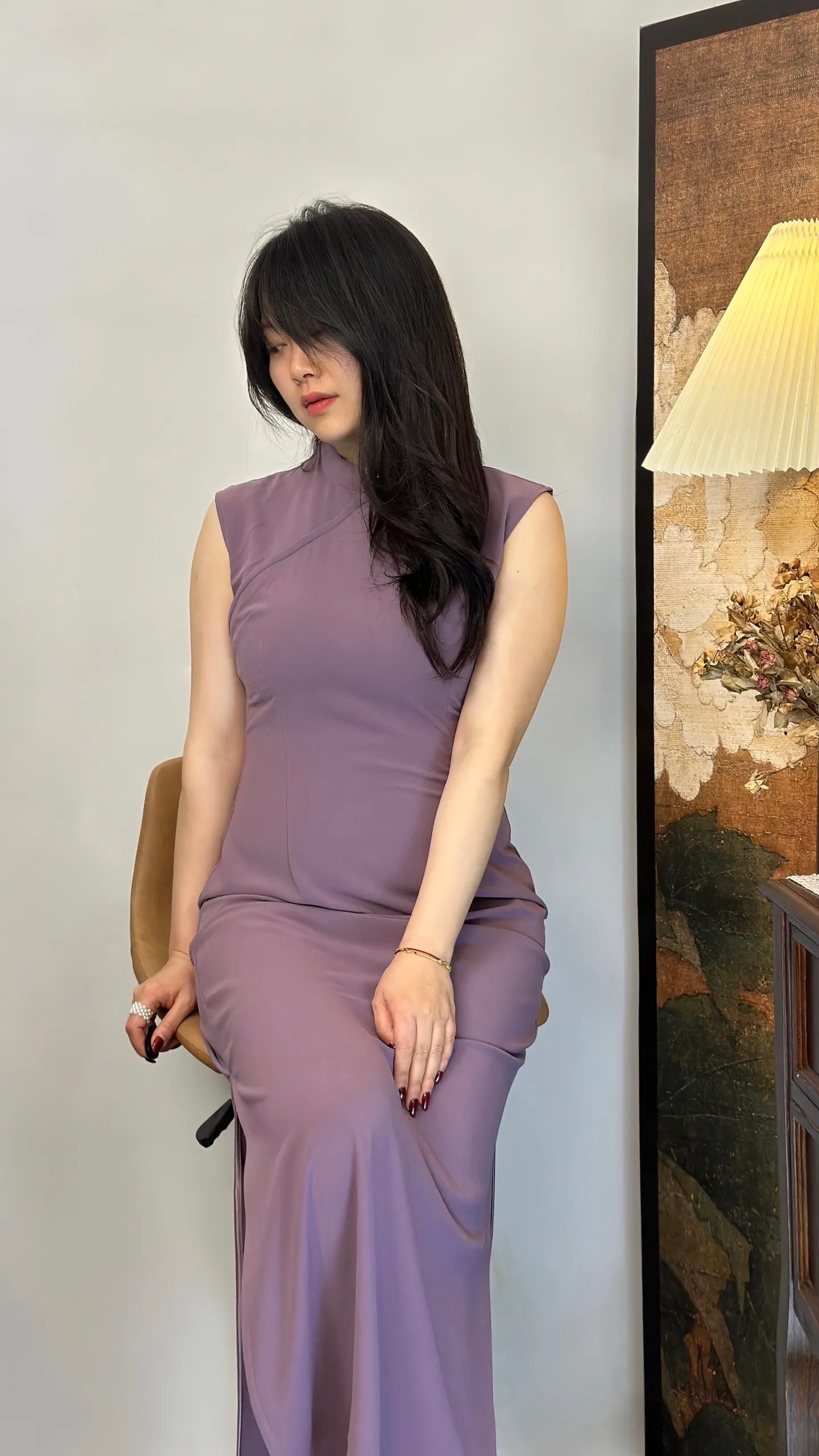 微胖女生穿紫色旗袍什么感觉新中式轻熟风图片分享？_3