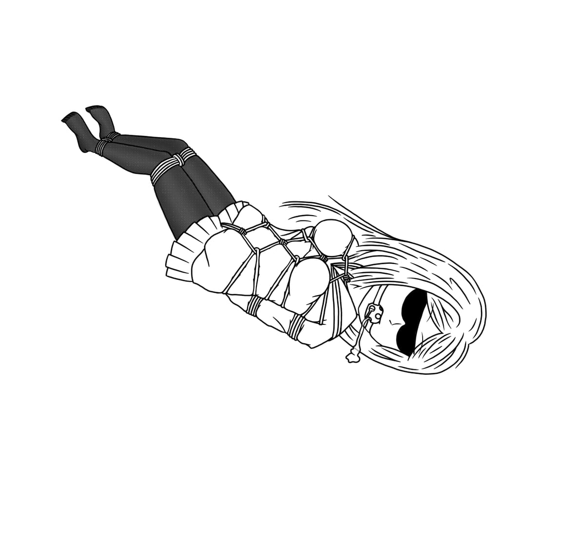 国外画师分享的二次元无束手束脚戴口球眼罩图片大全_5