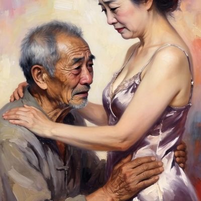 老头打工一天回家就饿了要吃的,老头跪在两腿之间吃奶