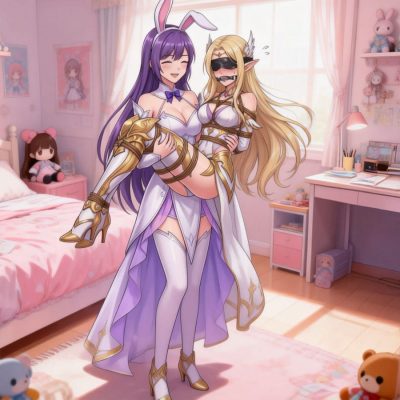 国外画师分享的二次元无束手束脚戴口球眼罩图片大全