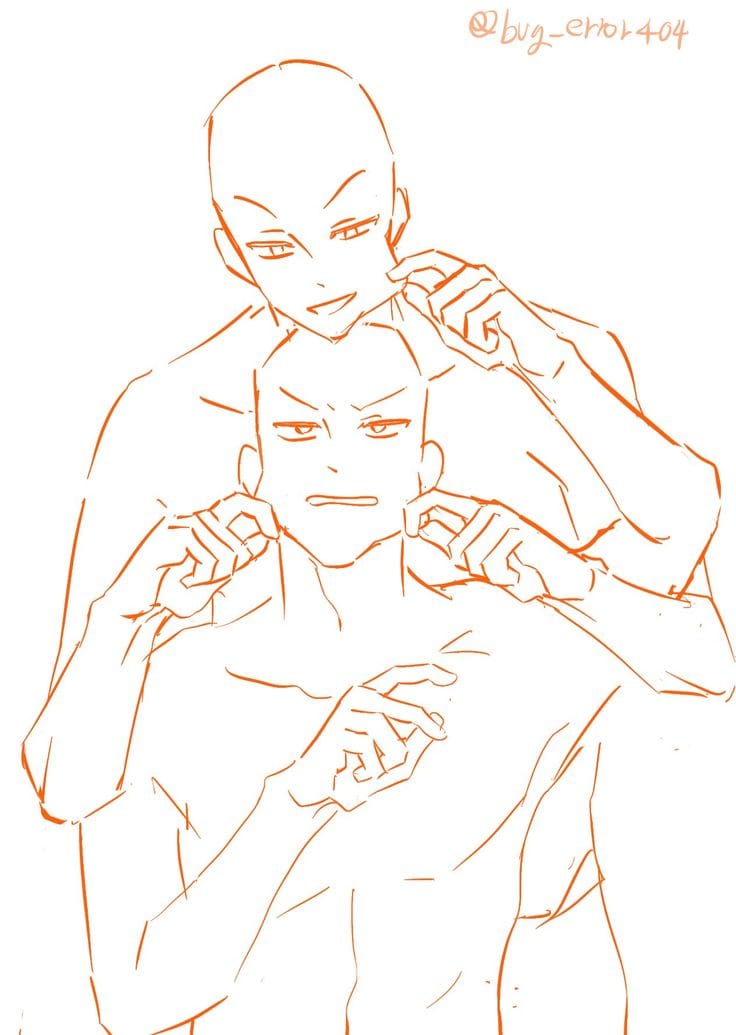 人互动人体结构参考图,两人插画姿势图片大全_10