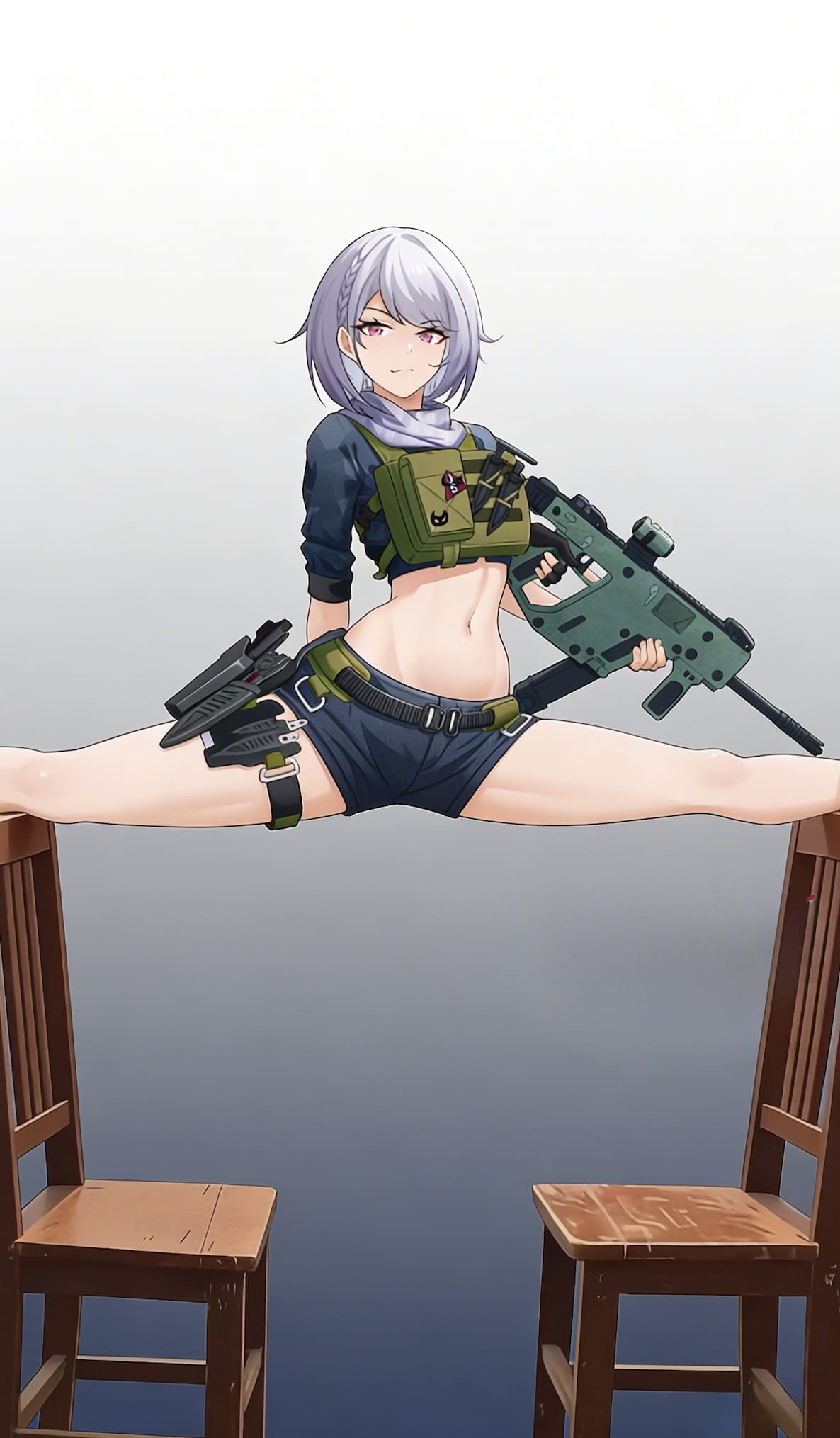 麦晓雯同人二创三角洲骇爪抬腿一字马图片二次元_1