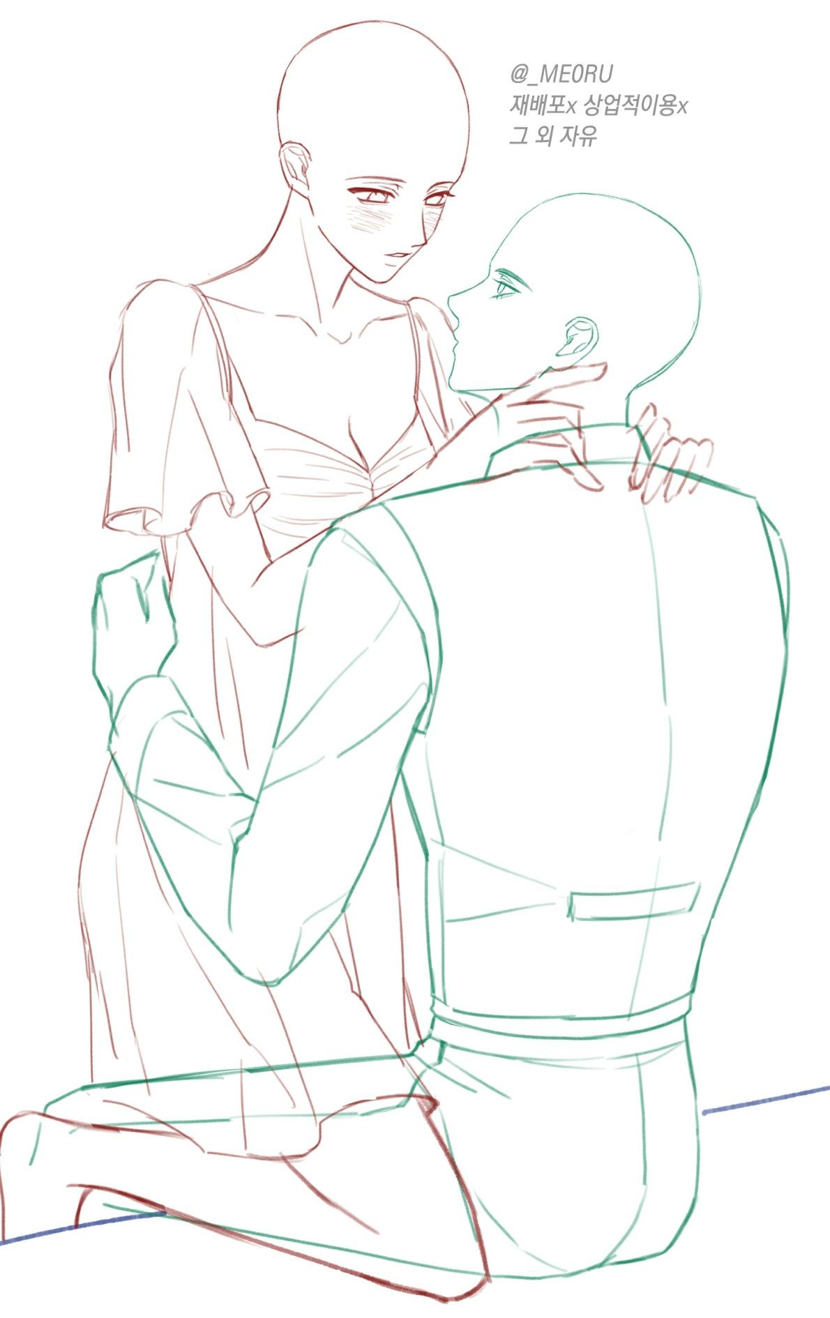 公主抱亲昵张力两人插画姿势图片大全_7