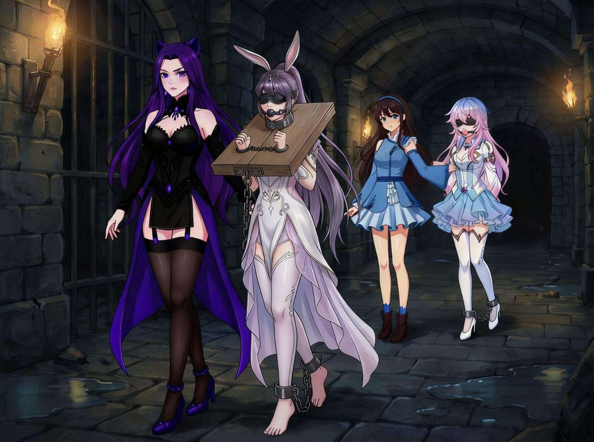 国外画师分享的二次元无束手束脚戴口球眼罩图片大全_1