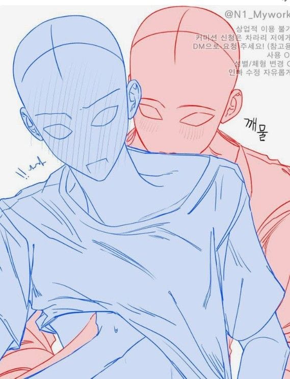 人互动人体结构参考图,两人插画姿势图片大全_11