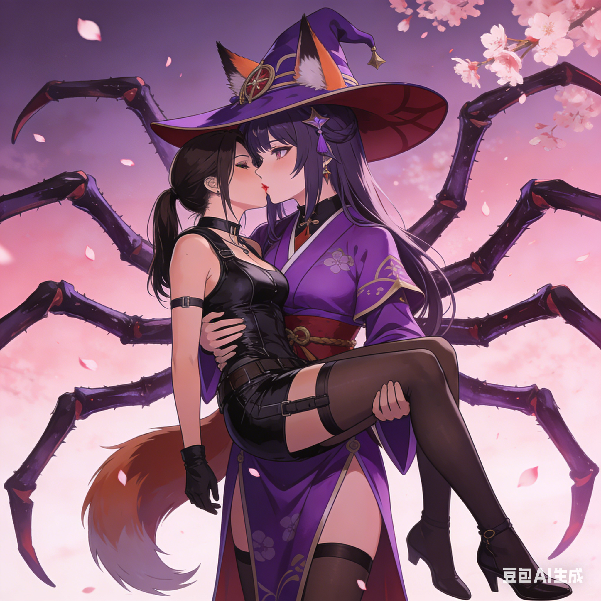 生化危机被八重神子蜘蛛抱着吻二次元图片_1