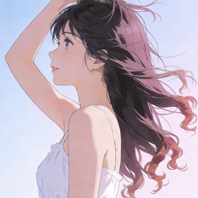 二次元女生撩头发动作,动漫女生侧面撩头发的图片