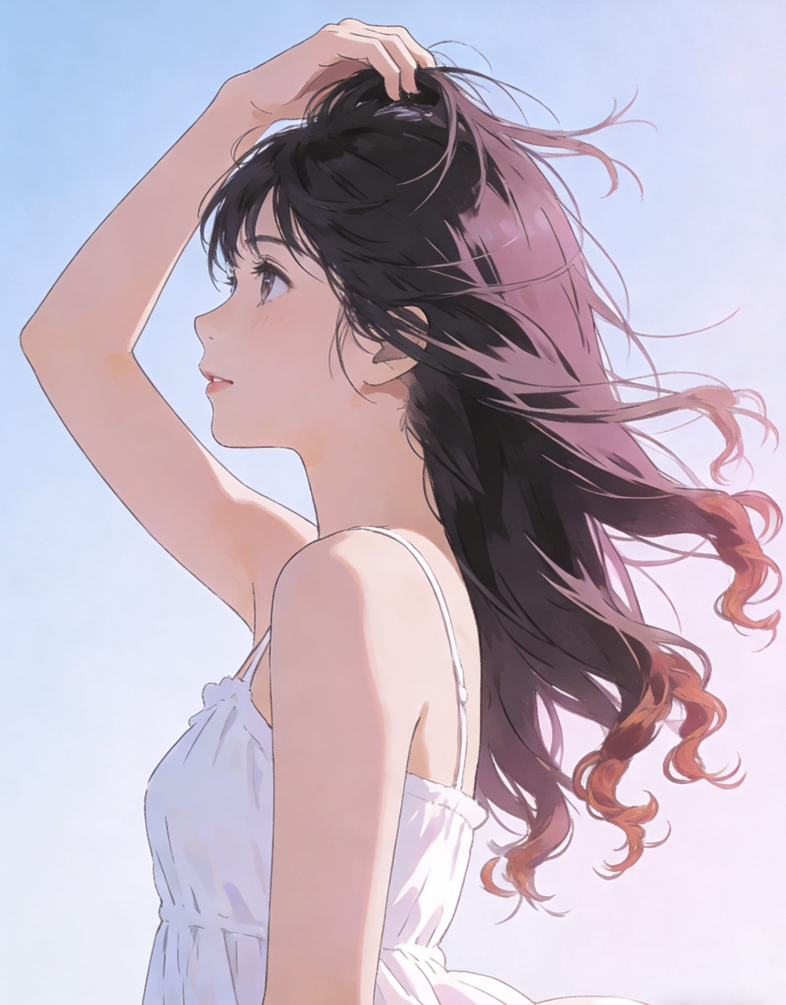 二次元女生撩头发动作,动漫女生侧面撩头发的图片_4