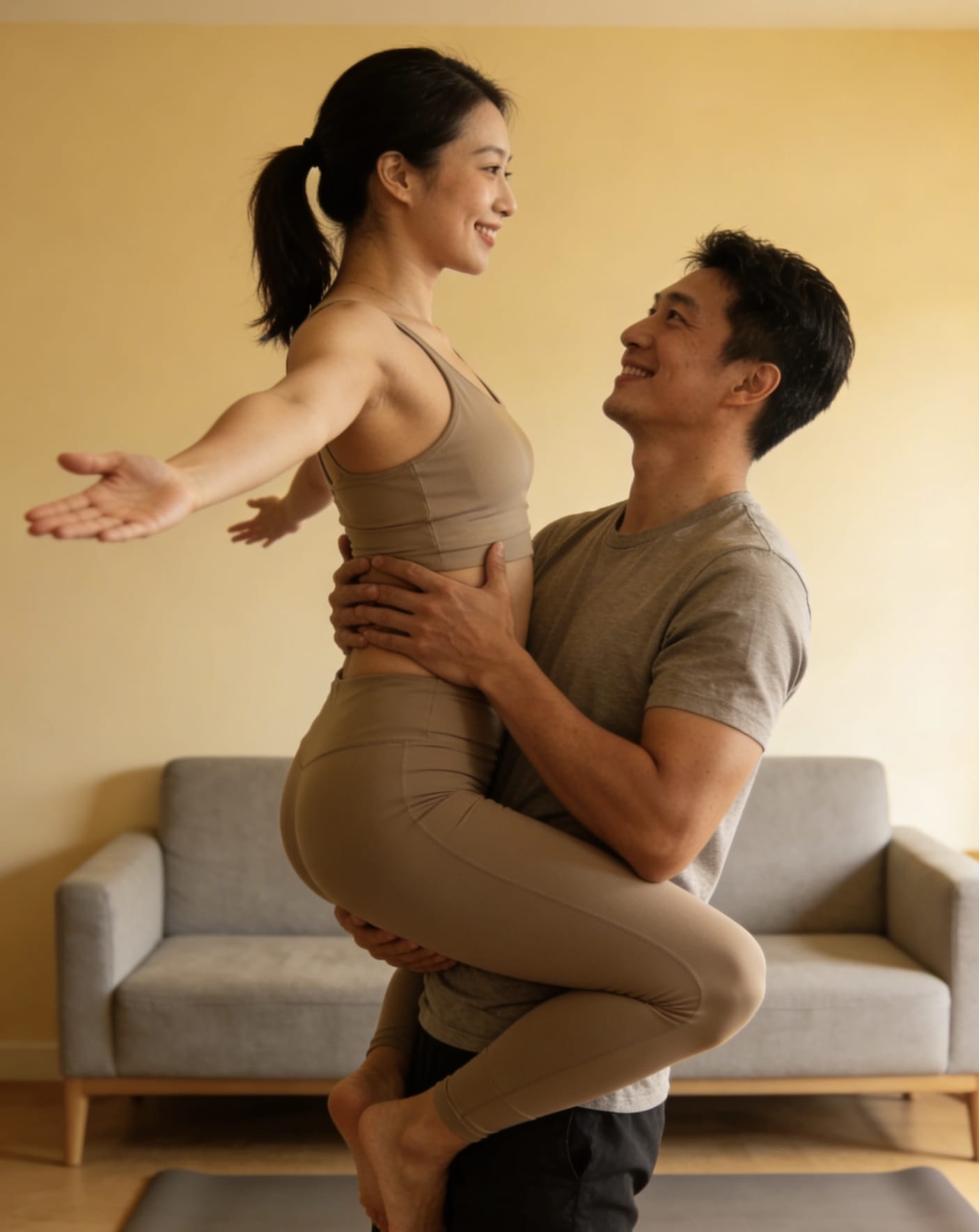 老婆包裹的特别紧新学的瑜伽姿势图片_2