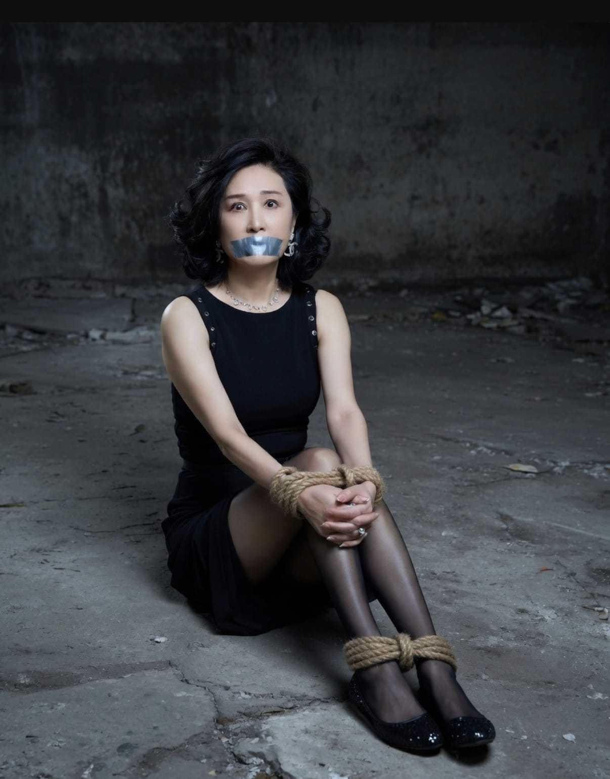 美人手脚绑住嘴巴贴上胶布绑架了图片_1