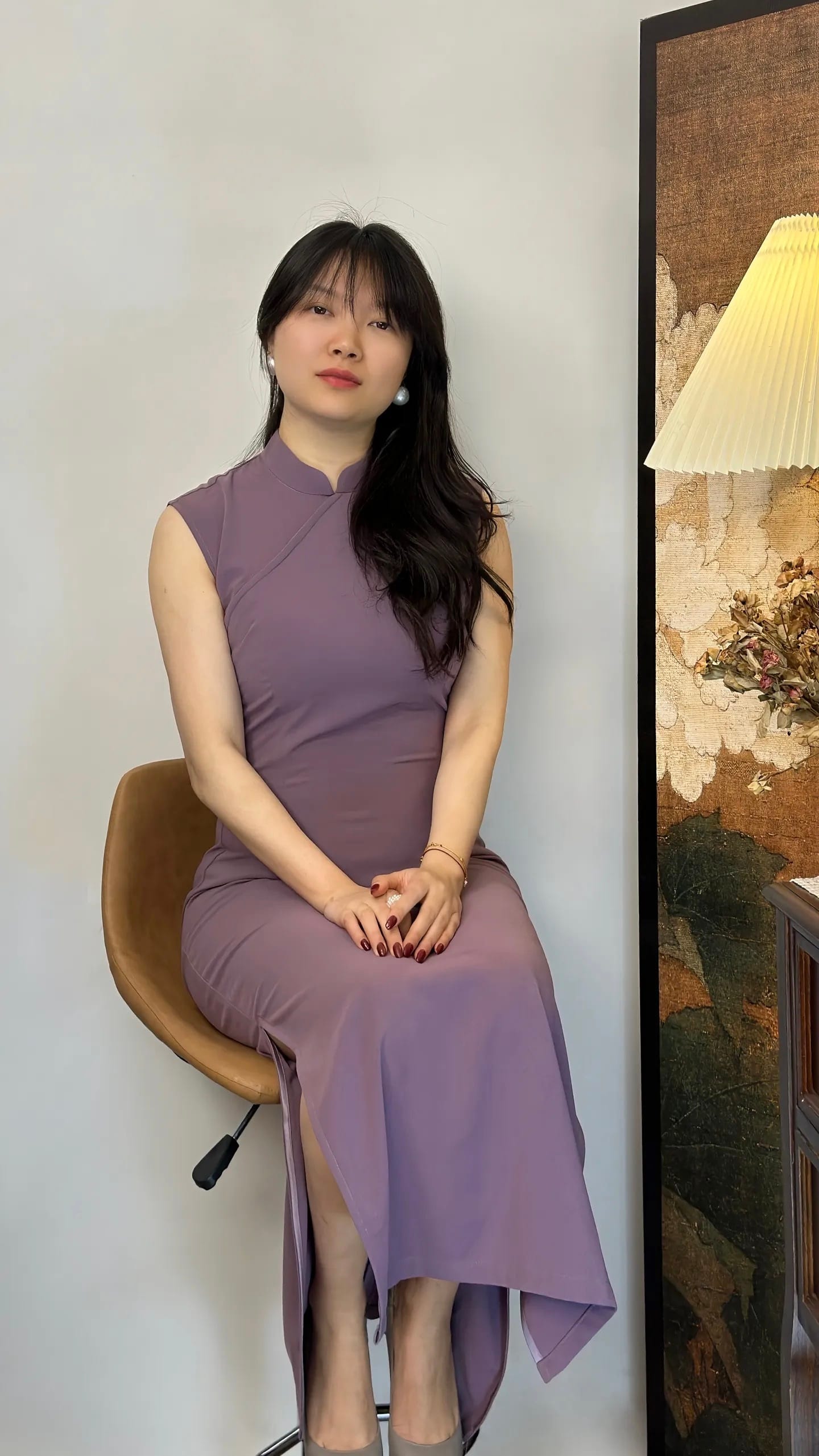 微胖女生穿紫色旗袍什么感觉新中式轻熟风图片分享？_5