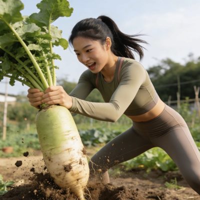 16岁初中生拔萝卜累坏了恢复体力图片
