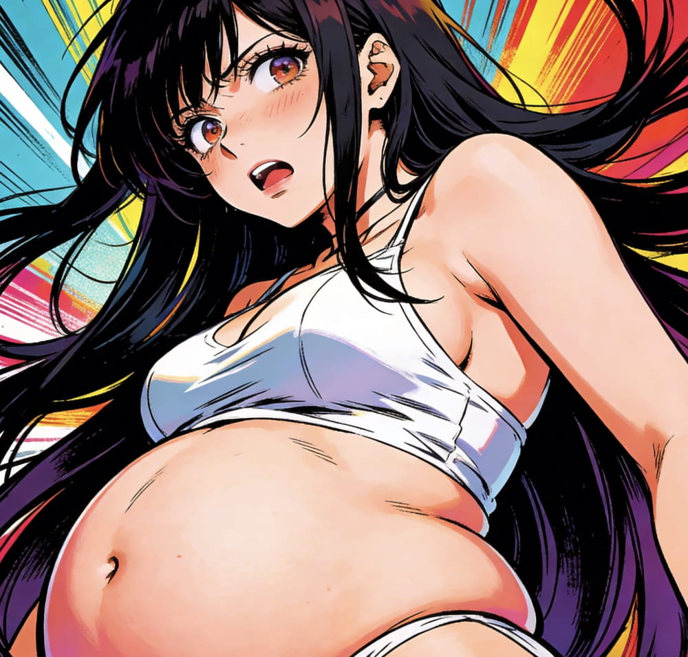 二次元美女肚子膨胀变大图片_1
