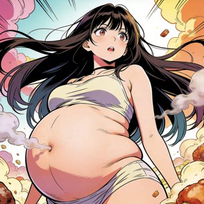 二次元美女肚子膨胀变大图片