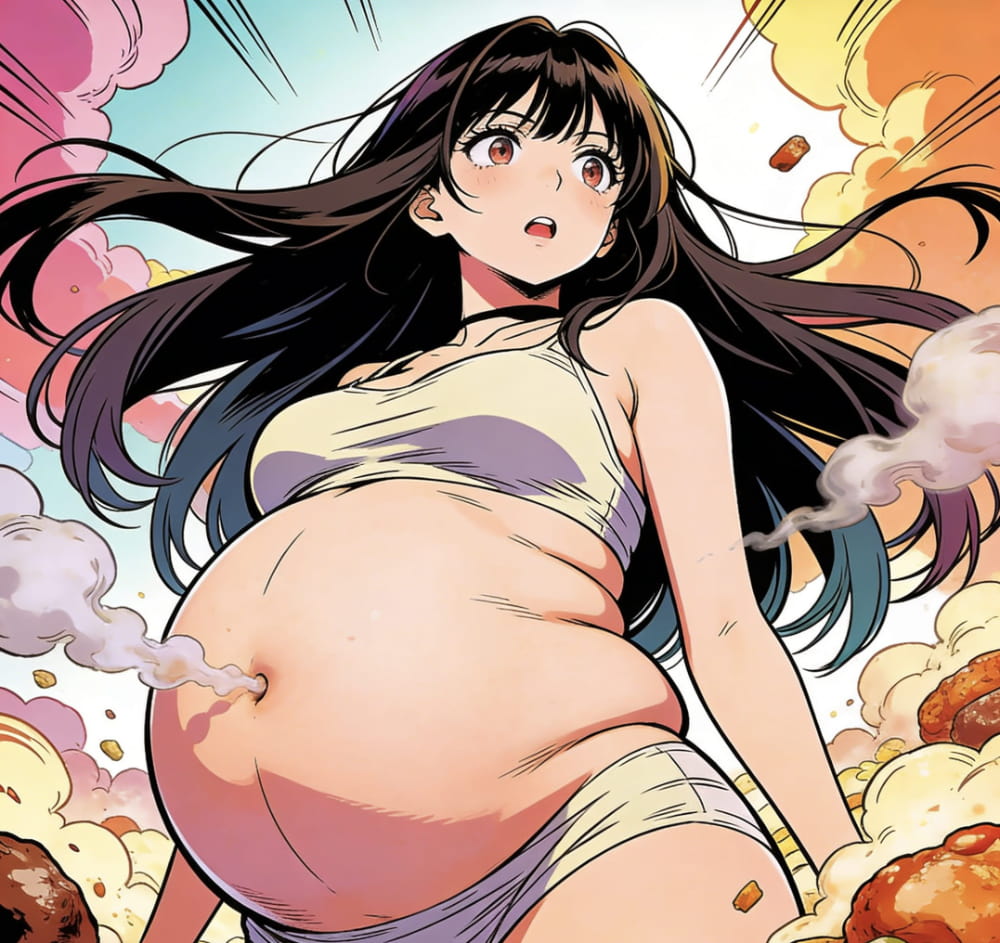 二次元美女肚子膨胀变大图片_3