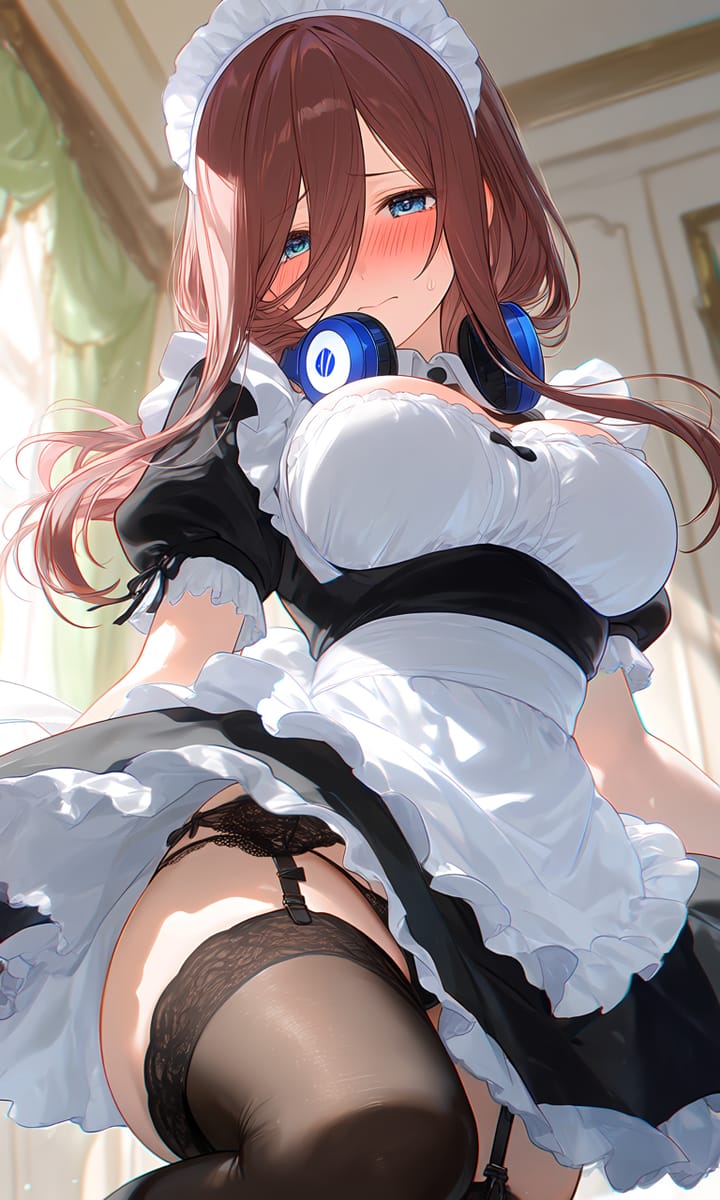 二次元美女穿女仆脸红图片_1