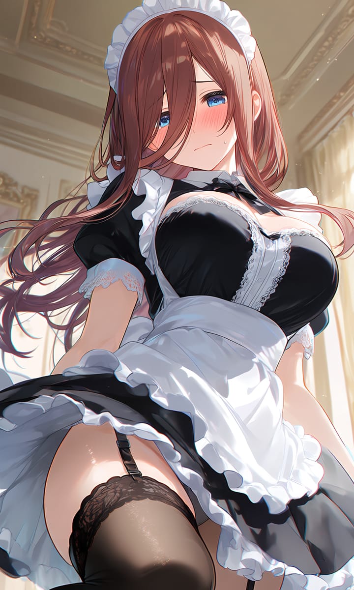 二次元美女穿女仆脸红图片_4