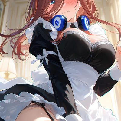 二次元美女穿女仆脸红图片