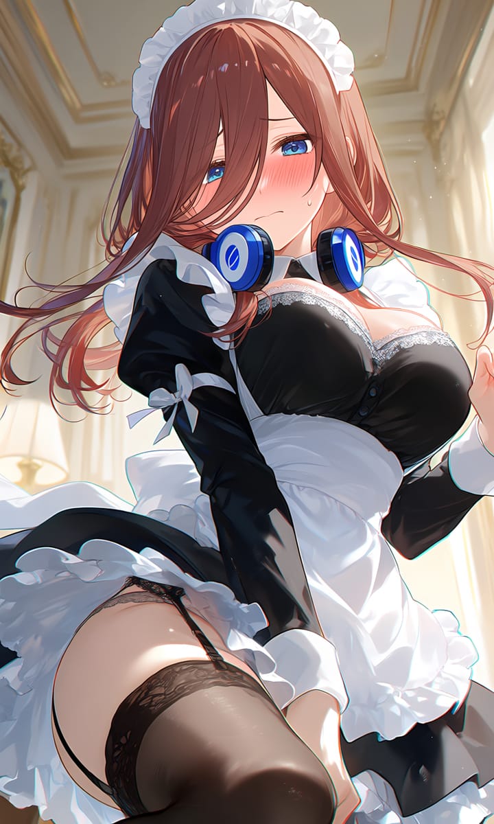 二次元美女穿女仆脸红图片_2