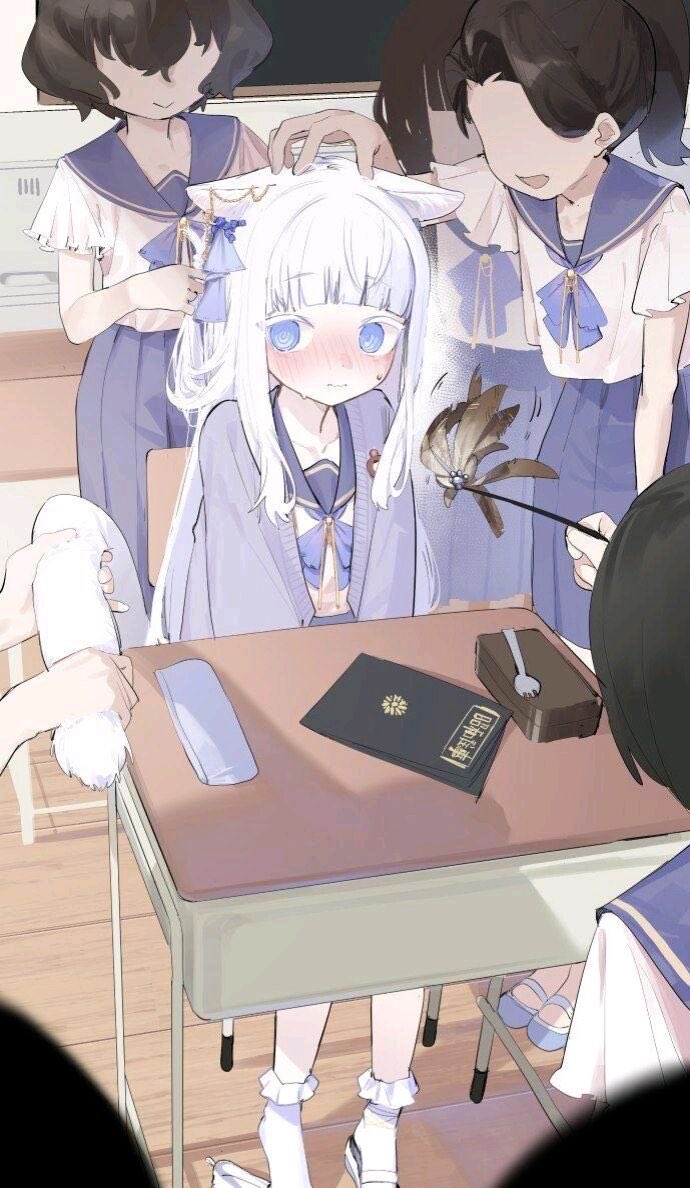 白毛小猫娘学校被同学霸凌二次元图片_1