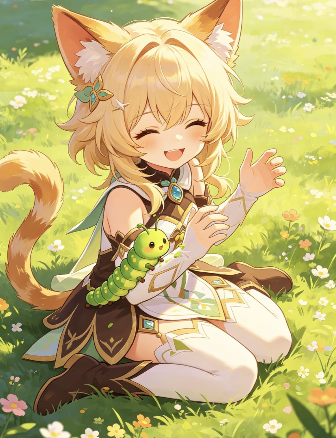 三角洲猫猫耳露娜被毛毛虫挠痒痒二次元二创图片_2