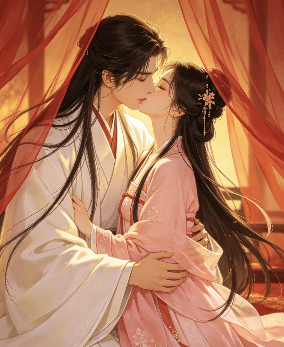 最让人害羞的画图片春风图古风男女接吻_1
