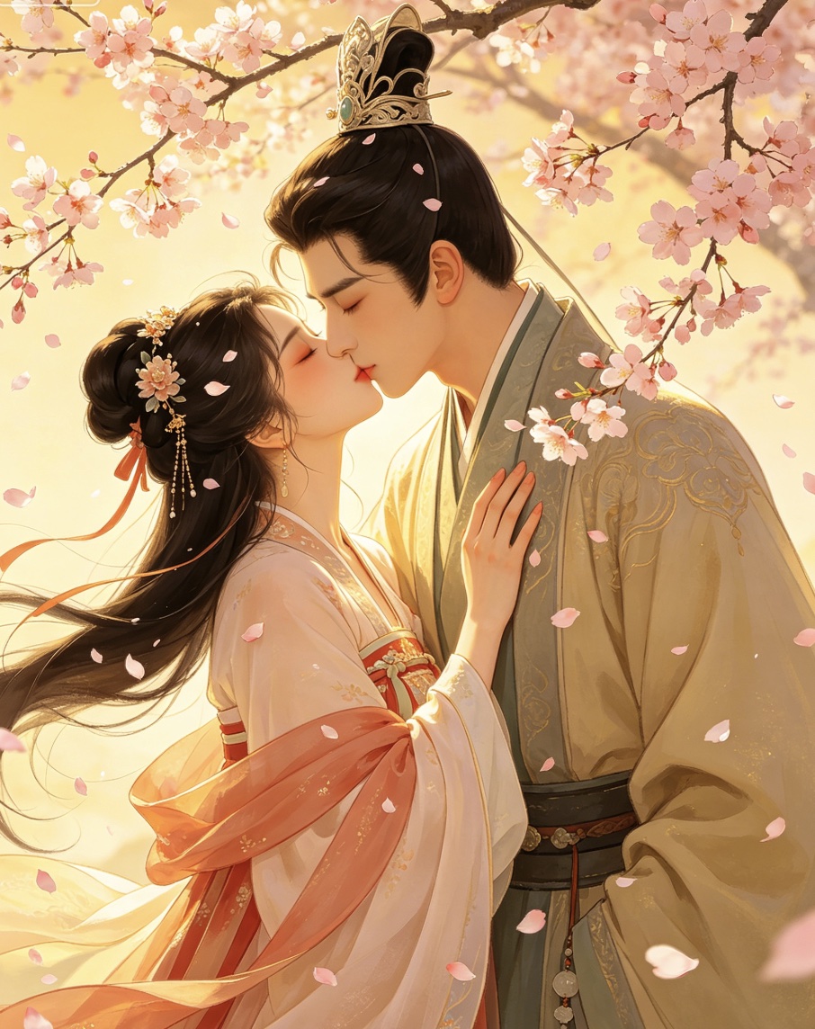 最让人害羞的画图片春风图古风男女接吻_2